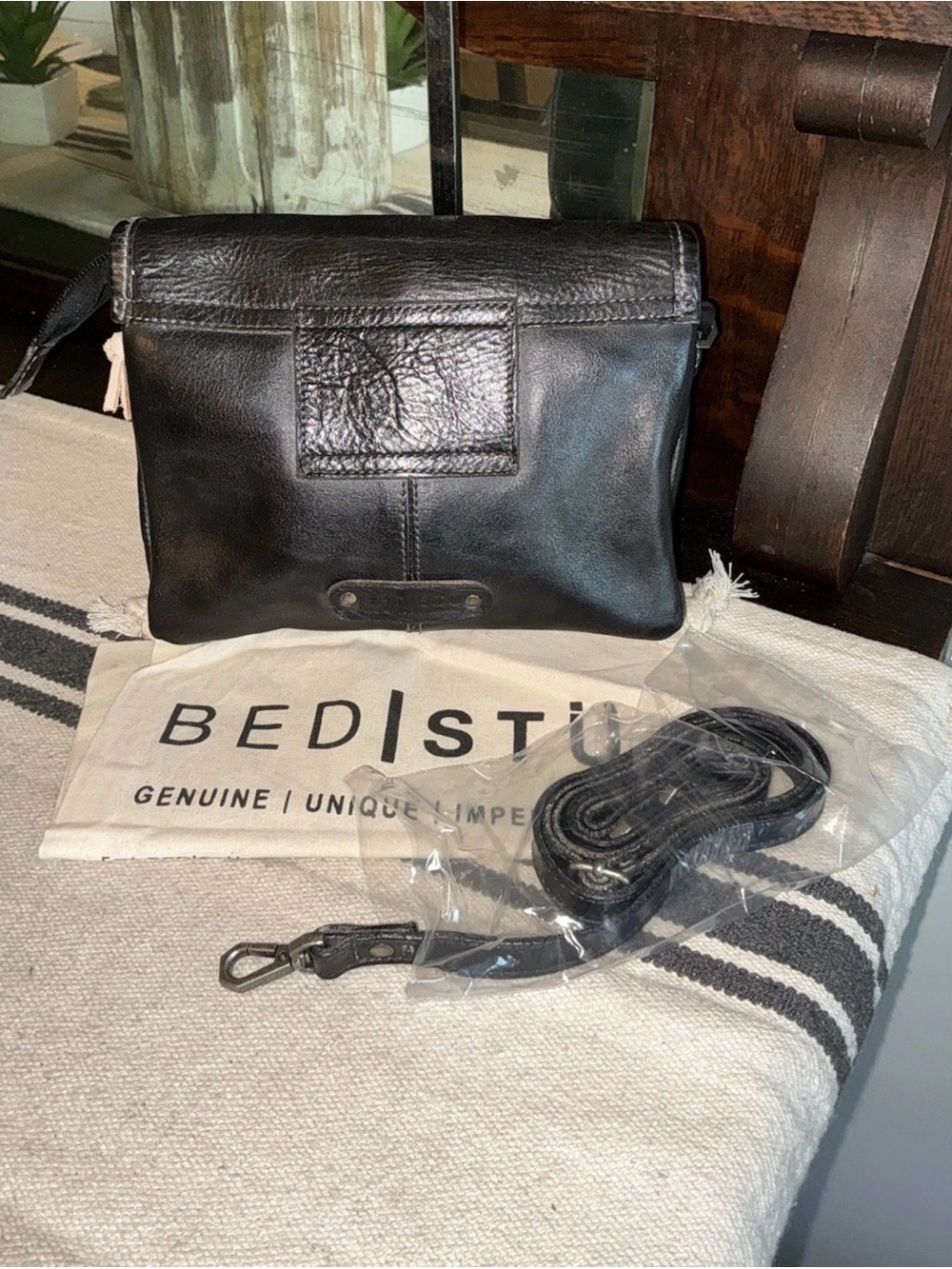NWT Bed Stu Leather Ziggy Clutch Crossbody Belt Bag Black Rustic MSRP $210 - Picture 2 of 16